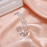 Skyrim Boho Leaves Cuff Bracelet Women Stainless Steel Adjustable Bangle