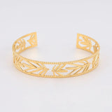 Skyrim Boho Leaves Cuff Bracelet Women Stainless Steel Adjustable Bangle