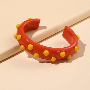 Colorful Acrylic Charm Bangle Bracelet for Women