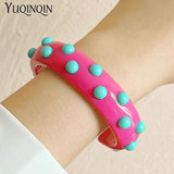 Colorful Acrylic Charm Bangle Bracelet for Women