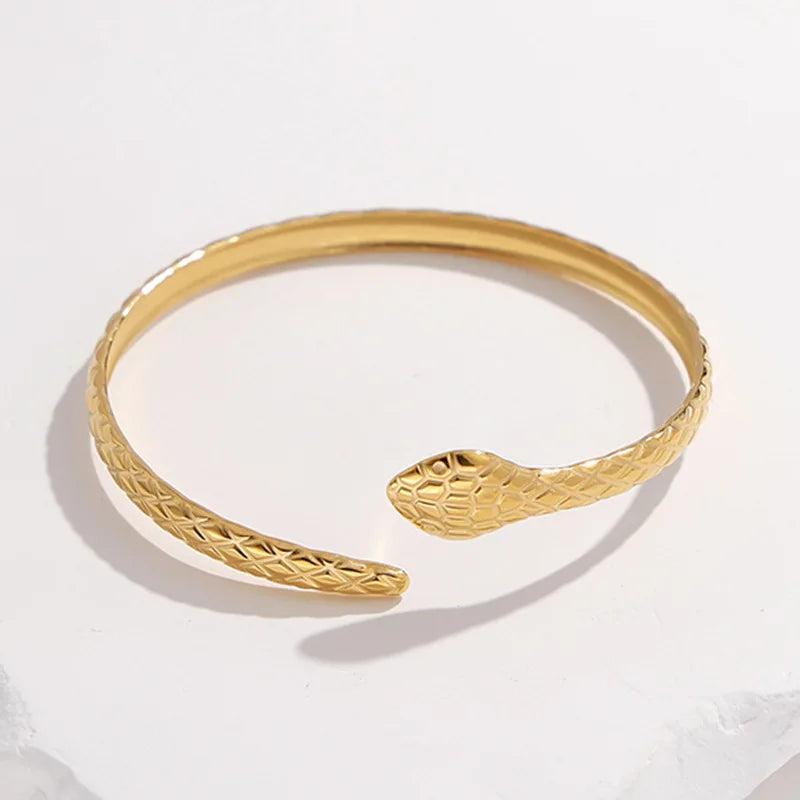 316L Stainless Steel Snake Cuff Bracelet For Women Girl