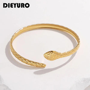 316L Stainless Steel Snake Cuff Bracelet For Women Girl