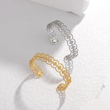 316L Stainless Steel Hollow C-shape Adjustable Bangle Retro Cuff Bracelet