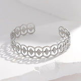 316L Stainless Steel Hollow C-shape Adjustable Bangle Retro Cuff Bracelet