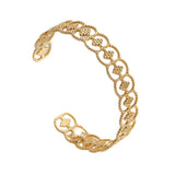 316L Stainless Steel Hollow C-shape Adjustable Bangle Retro Cuff Bracelet