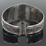 Antique Silver Leaf Red Stone Bracelet Bangle for Women