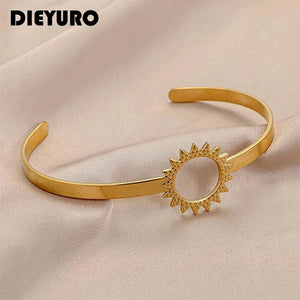 Vintage Adjustable Cuff Bracelet Women's Sun Flower Bangle