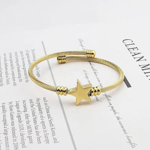 Star Shape Bangle Adjustable Size Bracelet High Stainless Steel