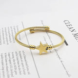 Star Shape Bangle Adjustable Size Bracelet High Stainless Steel