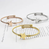 Star Shape Bangle Adjustable Size Bracelet High Stainless Steel