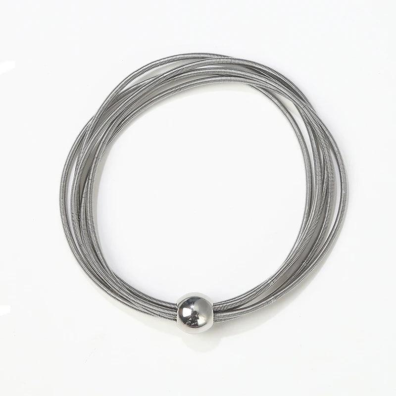Men's Steel Ball Charm Elastic Ring Bracelet