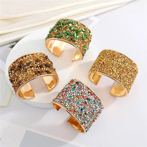 Bohemian Metal Zircon Bracelet Colored Rhinestone Wide Cuff