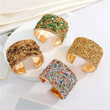 Bohemian Metal Zircon Bracelet Colored Rhinestone Wide Cuff