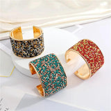 Bohemian Metal Zircon Bracelet Colored Rhinestone Wide Cuff