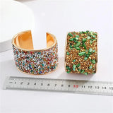 Bohemian Metal Zircon Bracelet Colored Rhinestone Wide Cuff