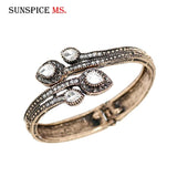 Vintage Antique Crystal Cuff Bracelet for Women - Ethnic Wedding Jewelry