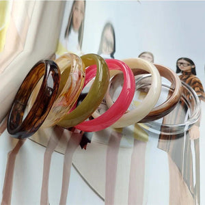 Acrylic Resin Pattern Bangle for Women Girls Multicolor Clear Brown Bracelet