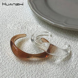 Vintage Geometric Wave Resin Acrylic Cuff Bracelet for Women