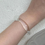 Vintage Geometric Wave Resin Acrylic Cuff Bracelet for Women