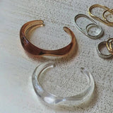 Vintage Geometric Wave Resin Acrylic Cuff Bracelet for Women