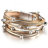 Bohemia Leather Bangle Bracelets Women Charm Alloy Bangles