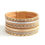 Bohemia Leather Bangle Bracelets Women Charm Alloy Bangles