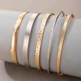 Colorful Alloy Metal Bangle Set for Women Open Bracelets Bohemian Jewelry