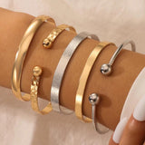 Colorful Alloy Metal Bangle Set for Women Open Bracelets Bohemian Jewelry
