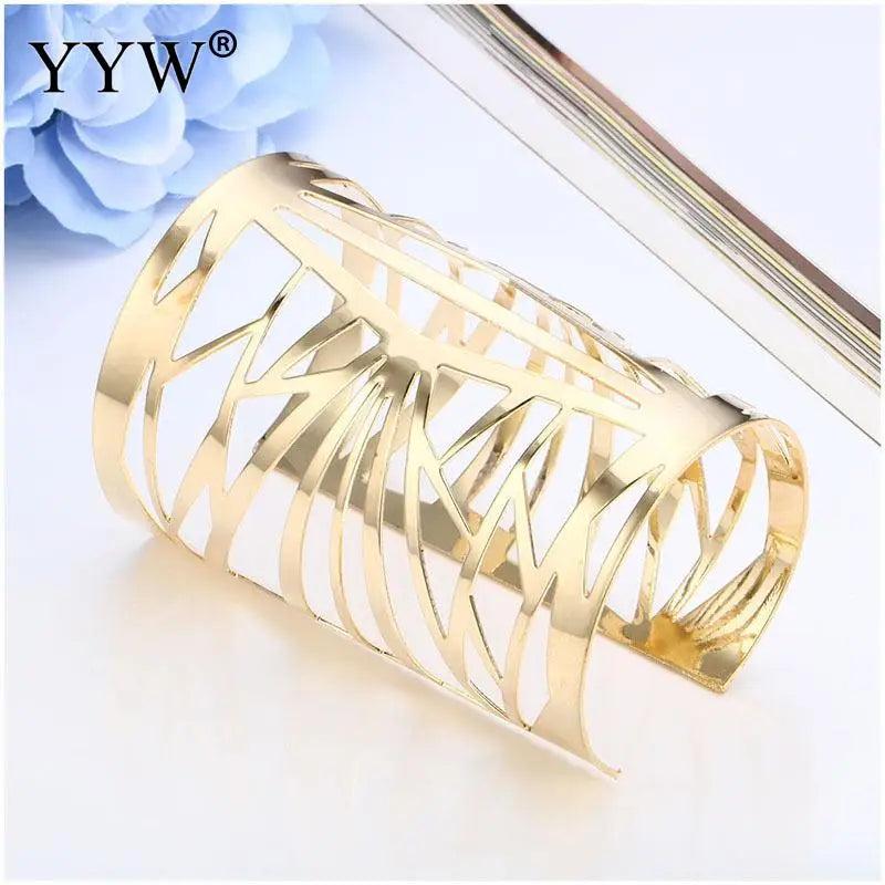 Hollow Wide Cuff Bracelet Bangle Silver Iron Open Big Bangles