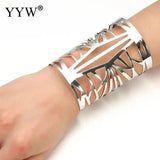 Hollow Wide Cuff Bracelet Bangle Silver Iron Open Big Bangles