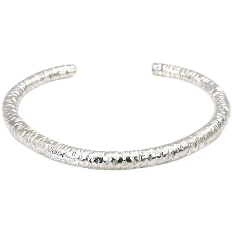 Minimalist Silver Texture Bracelet For Women Unique Bangles