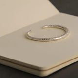 Minimalist Silver Texture Bracelet For Women Unique Bangles