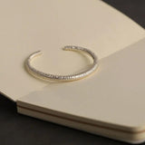 Minimalist Silver Texture Bracelet For Women Unique Bangles