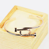 Exaggerated Open Bangle Bracelet Rose Plated