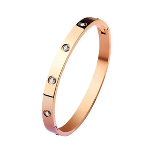 Rose Bracelet Women Stainless Steel With Diamonds Glossy Independent Package
