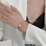 Rose Bracelet Women Stainless Steel With Diamonds Glossy Independent Package
