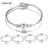 NIBASTAR Heart Cable Initial Bracelet A-Z Alphabet Bangles for Women Girls