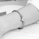 NIBASTAR Heart Cable Initial Bracelet A-Z Alphabet Bangles for Women Girls