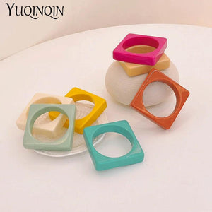 Colorful Geometric Retro Bracelet Resin Acrylic