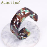 Bohemian Acrylic Heart Hollow Bracelet Bangle Wave Cuff Jewelry