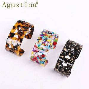 Bohemian Acrylic Heart Hollow Bracelet Bangle Wave Cuff Jewelry