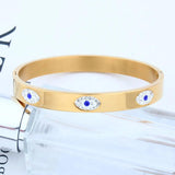 XUANHUA Stainless Steel Cuff Bracelet Evil Eye Bangle Crystal Indian Bangles