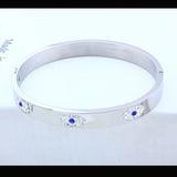 XUANHUA Stainless Steel Cuff Bracelet Evil Eye Bangle Crystal Indian Bangles