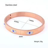 XUANHUA Stainless Steel Cuff Bracelet Evil Eye Bangle Crystal Indian Bangles