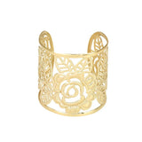 Punk Rock Vintage Carving Cuff Arm Womens Hollow Rose Flower Bangle Bracelet