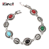 Vintage Tibet Silver Oval Watermelon Cuff Bracelet LY0033