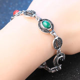 Vintage Tibet Silver Oval Watermelon Cuff Bracelet LY0033