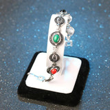 Vintage Tibet Silver Oval Watermelon Cuff Bracelet LY0033