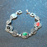 Vintage Tibet Silver Oval Watermelon Cuff Bracelet LY0033