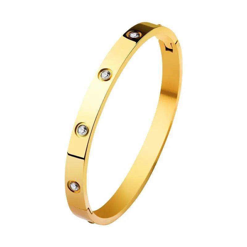 Golden Love Crystal Wedding Bangle Bracelet